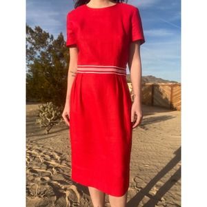 Vintage Red Linen Dress